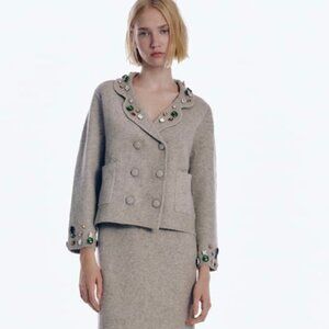 BEADED KNIT BLAZER (M)
